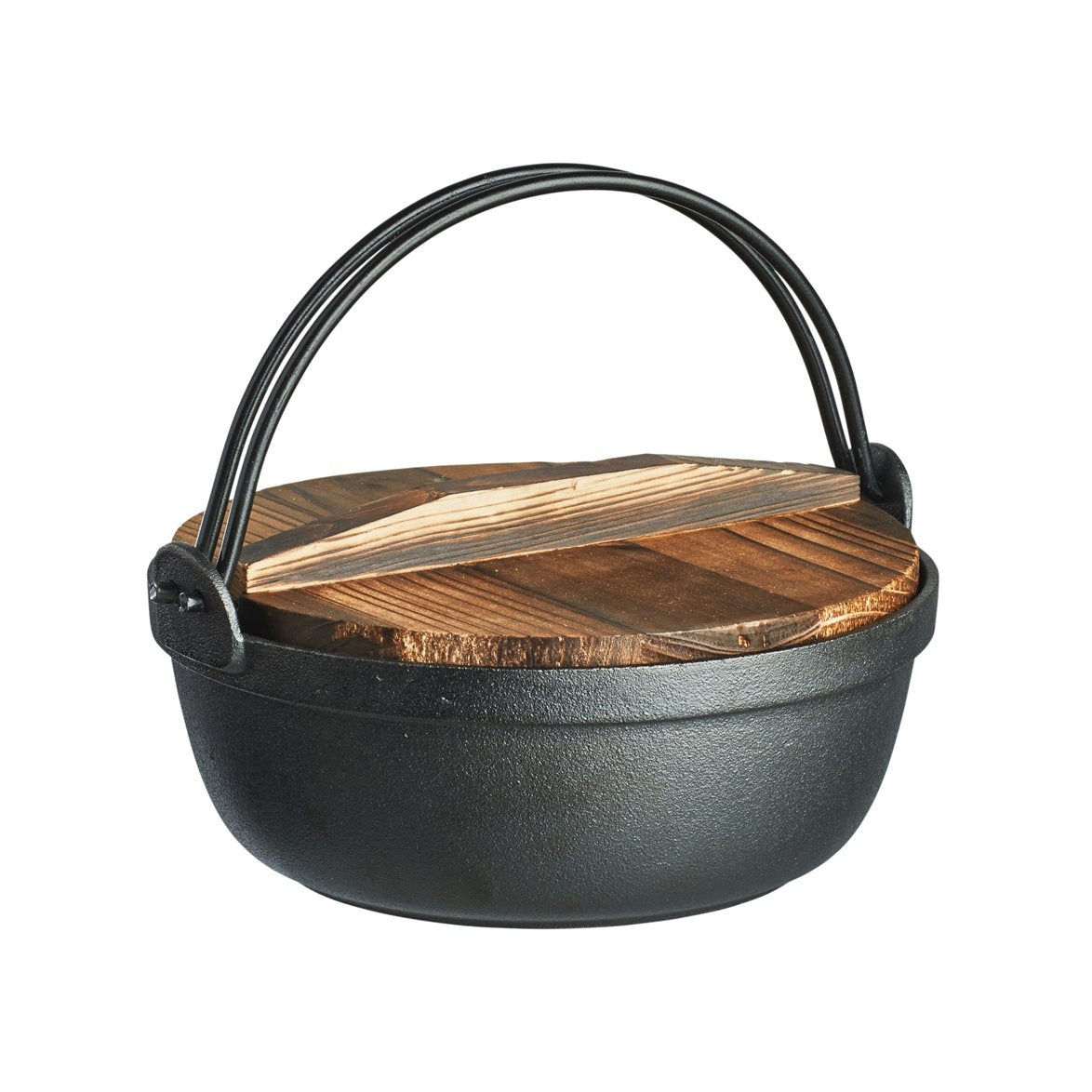 Topf aus Gusseisen, Gusseisentopf 2,7 Liter für Grill, Ofen und Lagerfeuer. Mit Holz- und Glasdeckel. Auf www.kotagrills.de günstig kaufen.