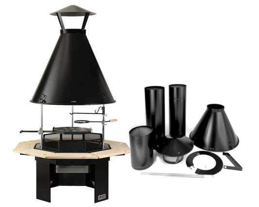 Polar-Grill Kamin mit Rauchfang und Schornstein für Grillkotas Modell L8 Komplettpaket auf www.kotagrills.de