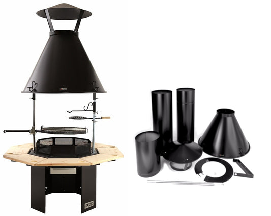 Polar-Grill Kamin mit Rauchfang und Schornstein Modell M8 Komplettpaket auf www.kotagrills.de