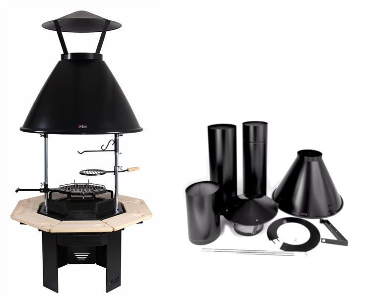 Polar-Grill Kamin mit Rauchfang und Schornstein Modell S8 Komplettpaket auf www.kotagrills.de